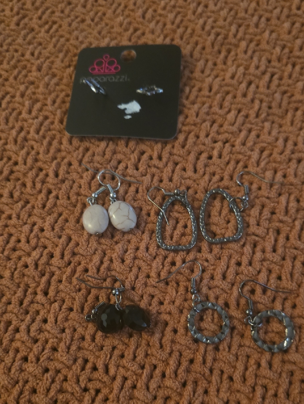 paparazzi Black, White and Silver Mixed Earring Set